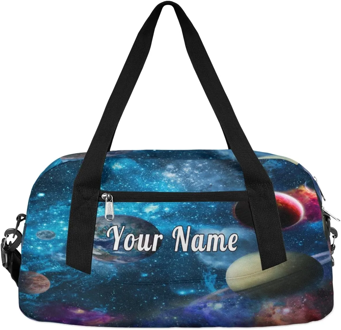 Personalized Kids Duffel Bag Galaxy Universe Solar System Planet,Custom Sport Gym Bag for Boys Girls,WWeekender Overnight Bags Travel Duffel Bag,Customized Kids Gift