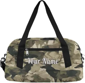 Personalized Kids Duffel Bag Military Camo Camouflage Deer,Custom Sport Gym Bag for Boys Girls,WWeekender Overnight Bags Travel Duffel Bag,Customized Kids Gift