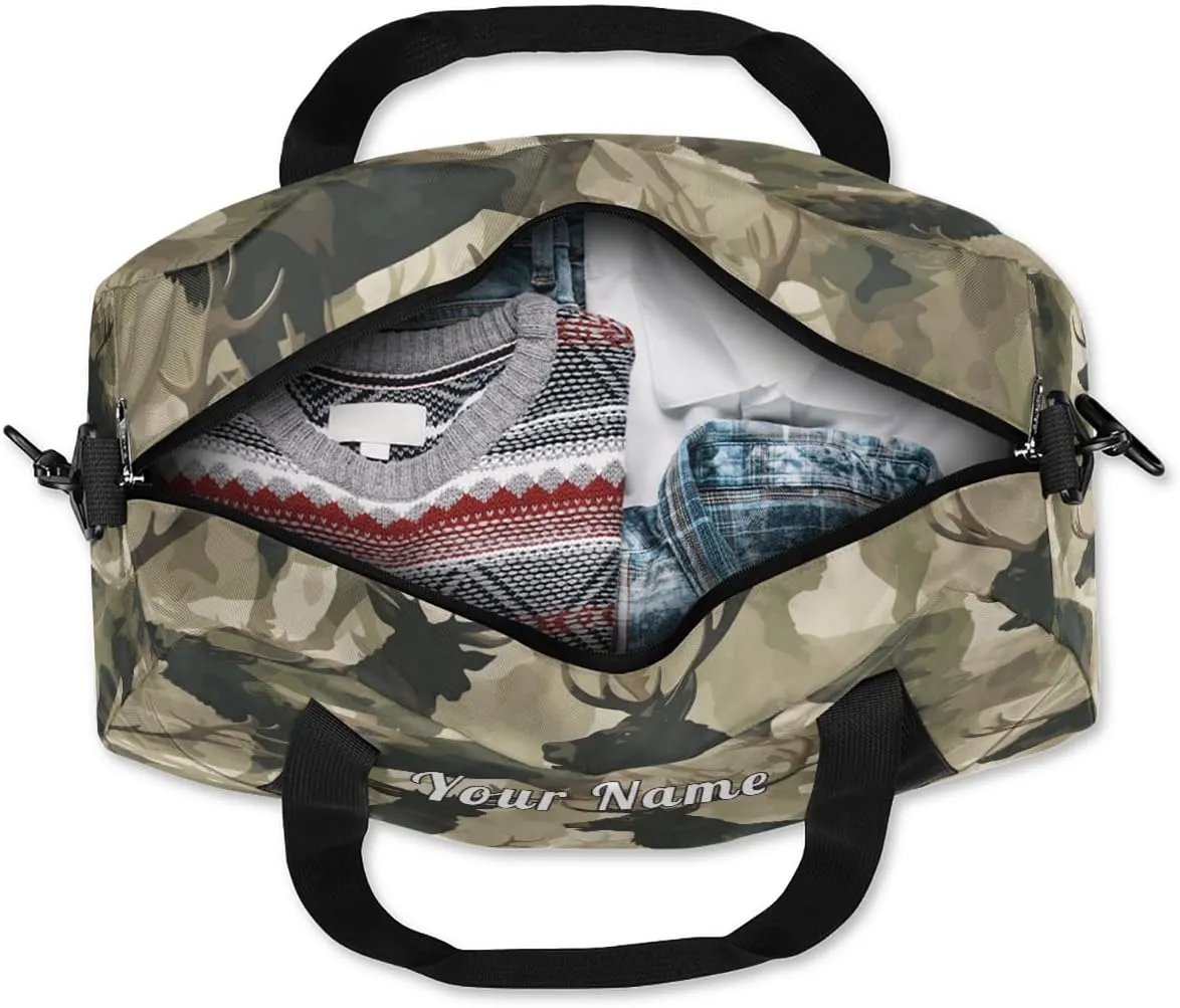 Personalized Kids Duffel Bag Military Camo Camouflage Deer,Custom Sport Gym Bag for Boys Girls,WWeekender Overnight Bags Travel Duffel Bag,Customized Kids Gift