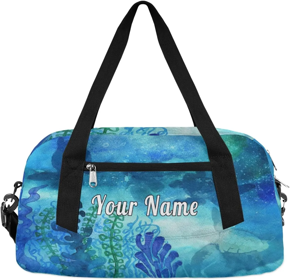 Personalized Kids Duffel Bag Ocean Sea Turtle Coral,Custom Sport Gym Bag for Boys Girls,WWeekender Overnight Bags Travel Duffel Bag,Customized Kids Gift