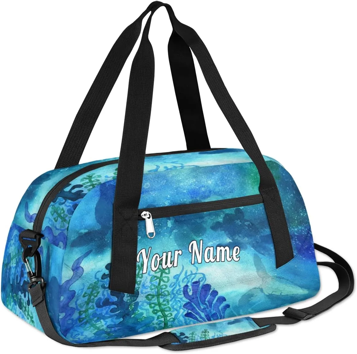 Personalized Kids Duffel Bag Ocean Sea Turtle Coral,Custom Sport Gym Bag for Boys Girls,WWeekender Overnight Bags Travel Duffel Bag,Customized Kids Gift