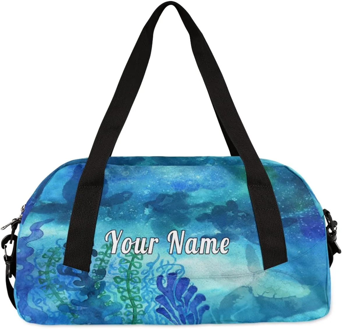 Personalized Kids Duffel Bag Ocean Sea Turtle Coral,Custom Sport Gym Bag for Boys Girls,WWeekender Overnight Bags Travel Duffel Bag,Customized Kids Gift