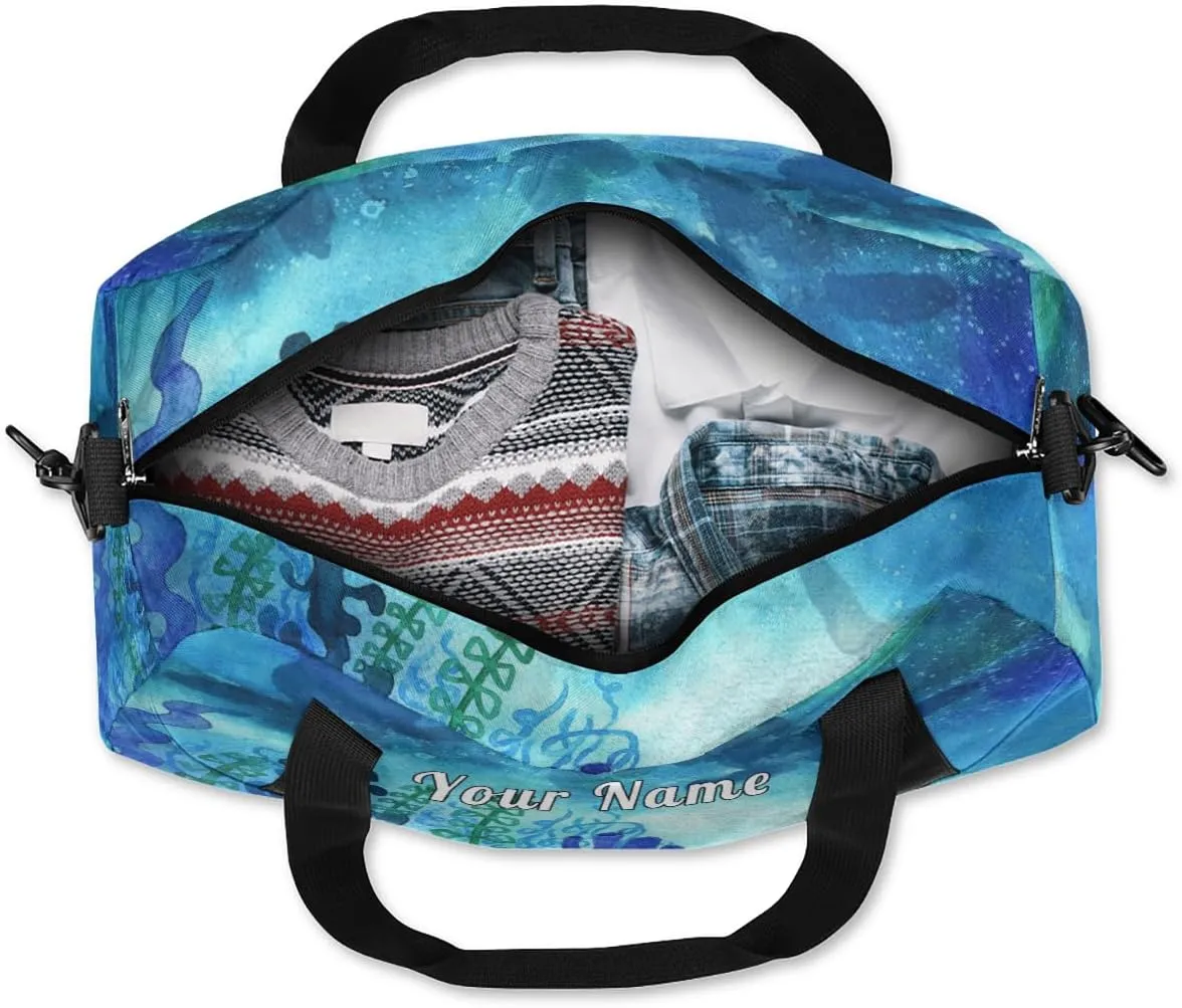 Personalized Kids Duffel Bag Ocean Sea Turtle Coral,Custom Sport Gym Bag for Boys Girls,WWeekender Overnight Bags Travel Duffel Bag,Customized Kids Gift