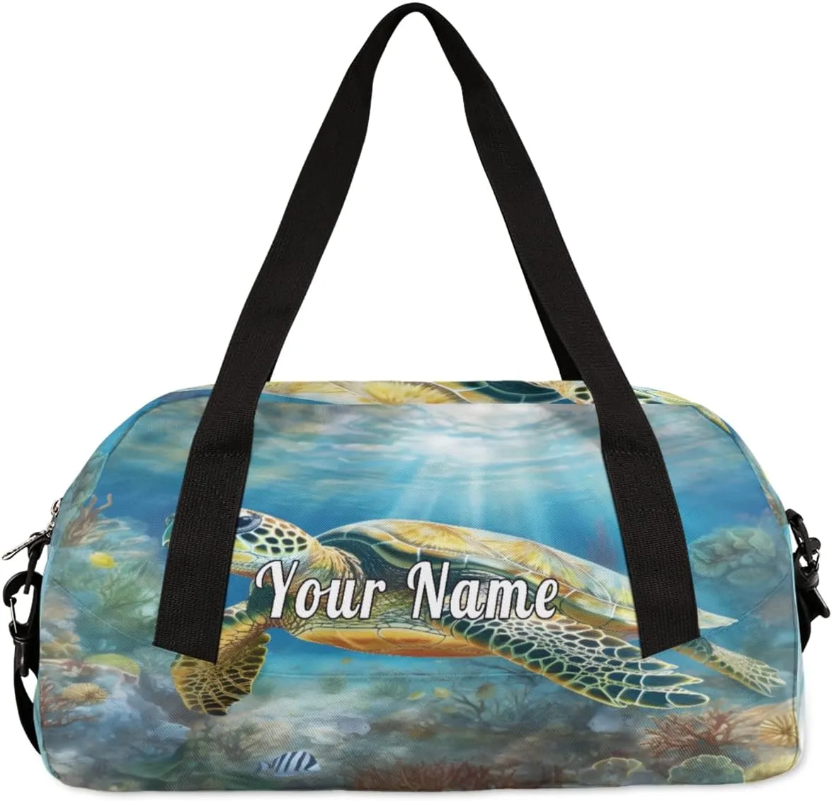 Personalized Kids Duffel Bag Ocean Sea Turtle,Custom Sport Gym Bag for Boys Girls,WWeekender Overnight Bags Travel Duffel Bag,Customized Kids Gift