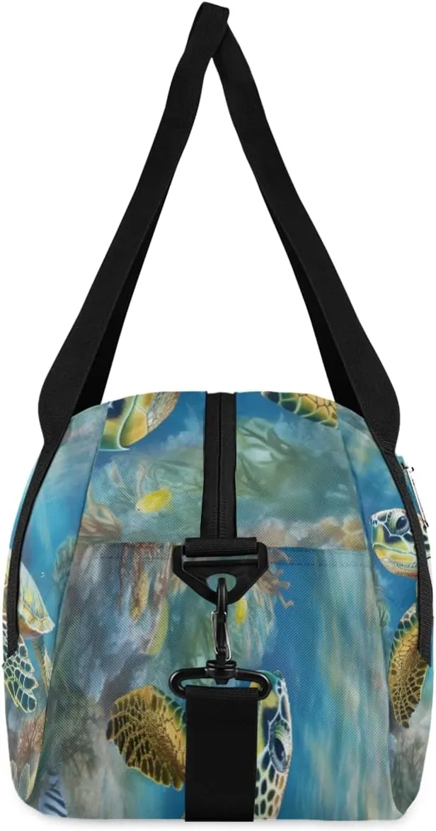Personalized Kids Duffel Bag Ocean Sea Turtle,Custom Sport Gym Bag for Boys Girls,WWeekender Overnight Bags Travel Duffel Bag,Customized Kids Gift