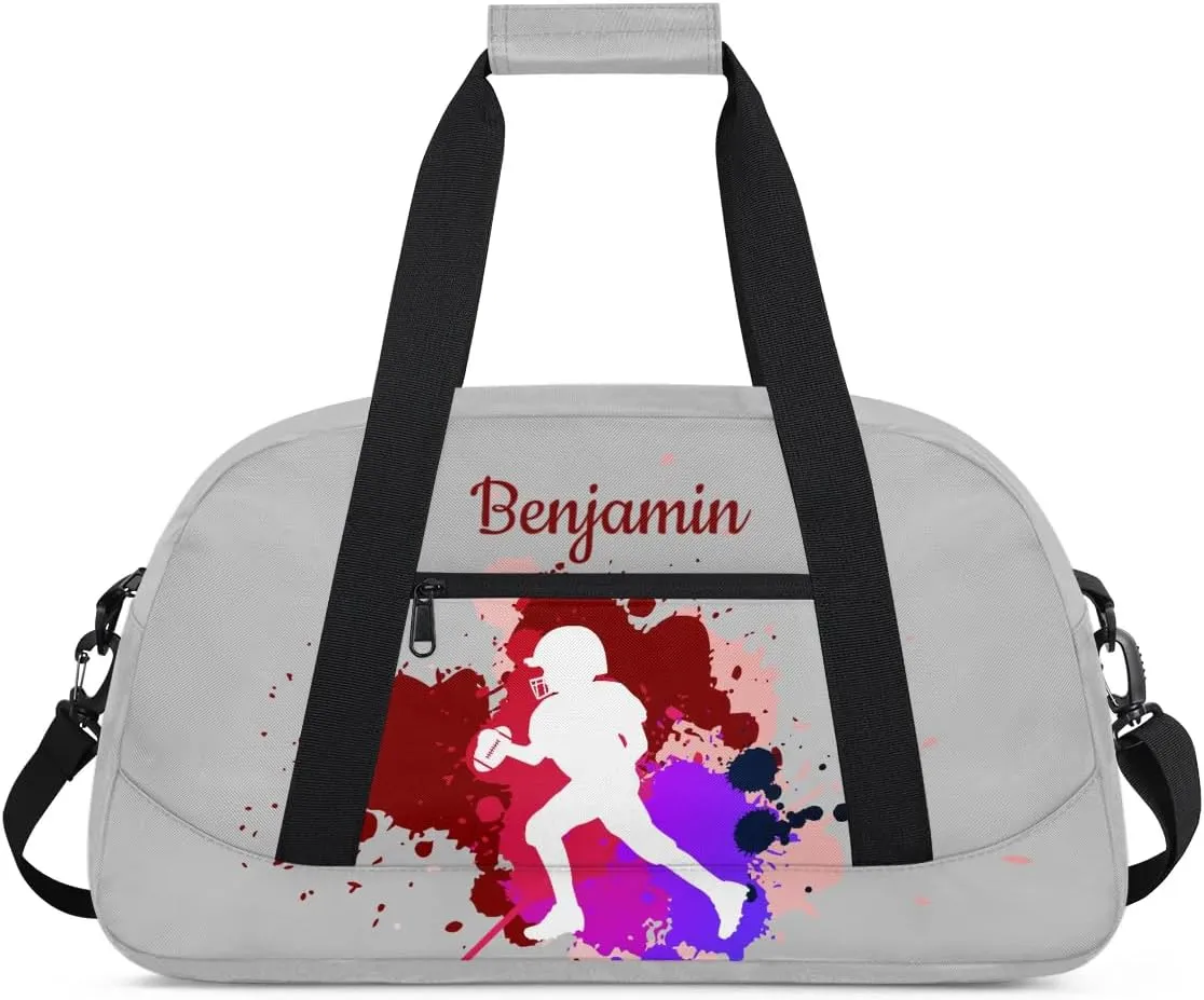 Personalized Kids Duffel Bag,Custom Sport Gym Bag for Boys Girls,Weekender Overnight Bags Travel Duffel Bag,Customized Kids Gift American Football Ball
