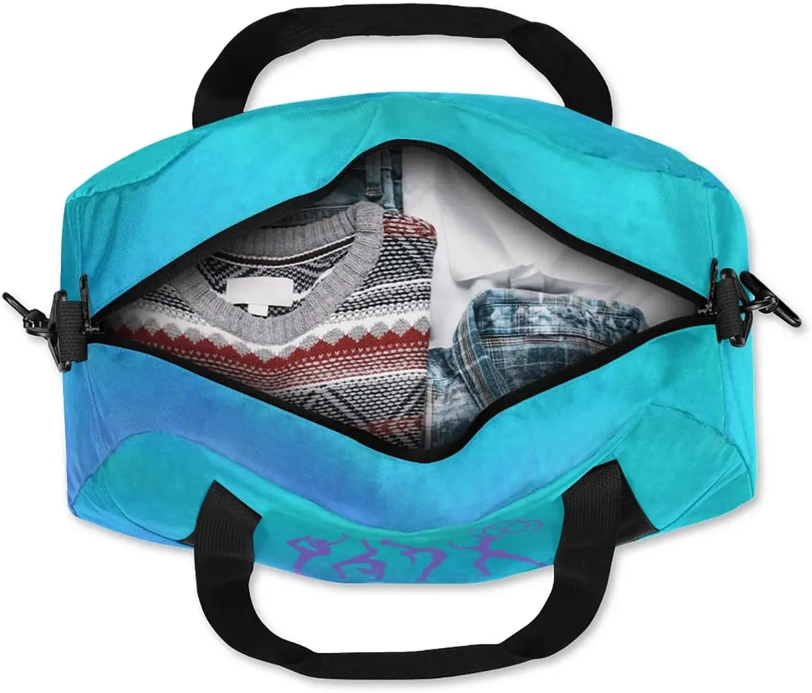 Personalized Kids Duffel Bag,Custom Sport Gym Bag for Girls,Weekender Overnight Bags Travel Duffel Bag,Customized Kids Gift Watercolor Blue Gymnastic