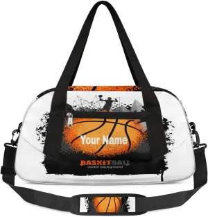 Personalized Kids Sport Duffel Bag Custom Name Weekender Overnight Bags for Boys Girls Teens Abstract Basketball Gym Bag Carry On Workout Travel Bag