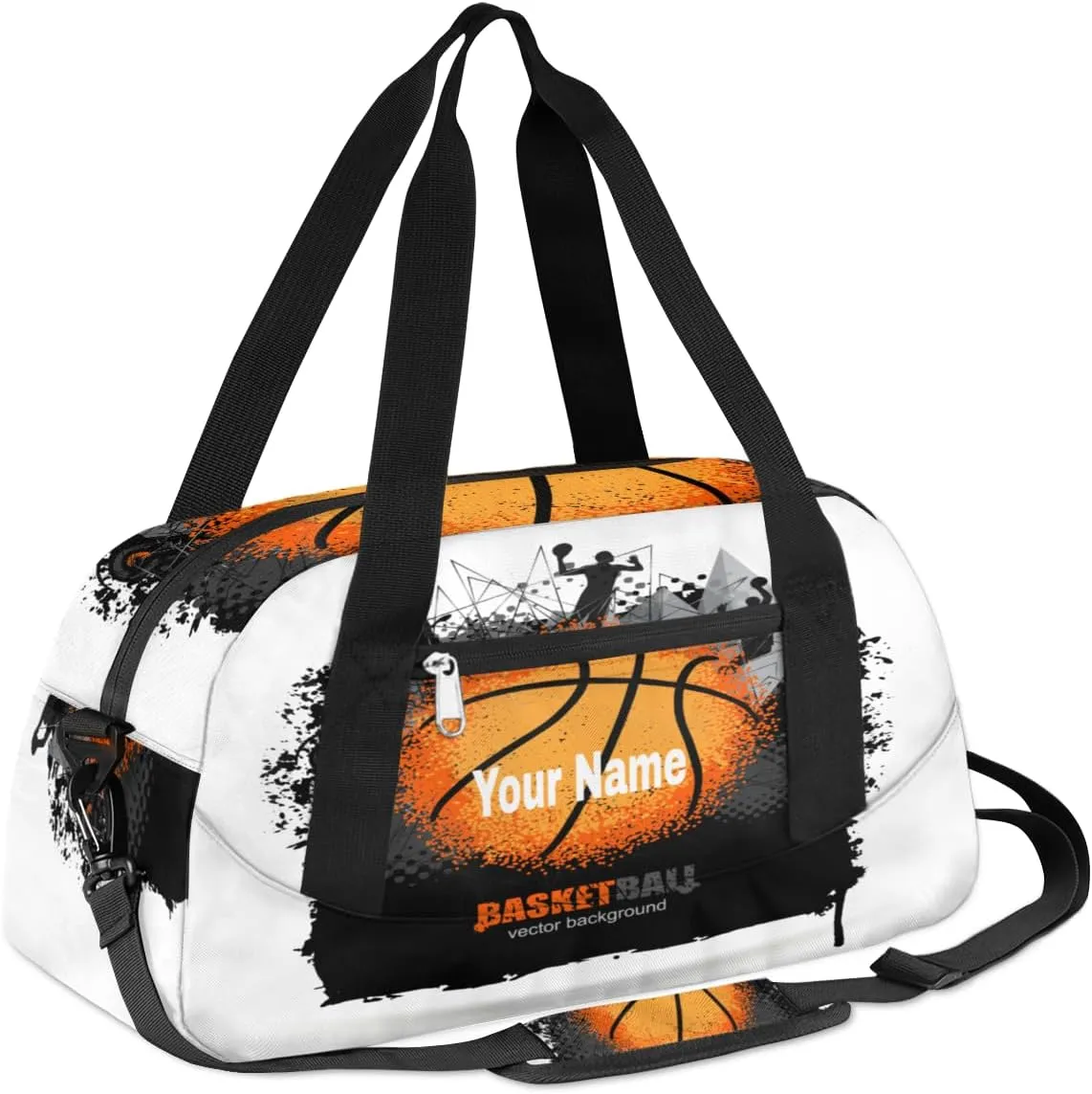 Personalized Kids Sport Duffel Bag Custom Name Weekender Overnight Bags for Boys Girls Teens Abstract Basketball Gym Bag Carry On Workout Travel Bag