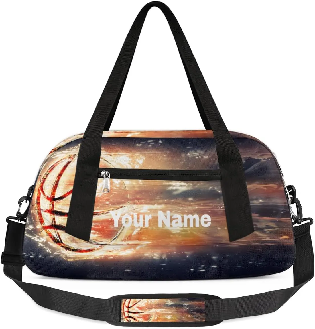 Personalized Kids Sport Duffel Bag Custom Name Weekender Overnight Bags for Boys Girls Teens Attractive Basketball Gym Bag Carry On Workout Travel Bag
