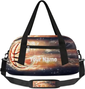 Personalized Kids Sport Duffel Bag Custom Name Weekender Overnight Bags for Boys Girls Teens Attractive Basketball Gym Bag Carry On Workout Travel Bag