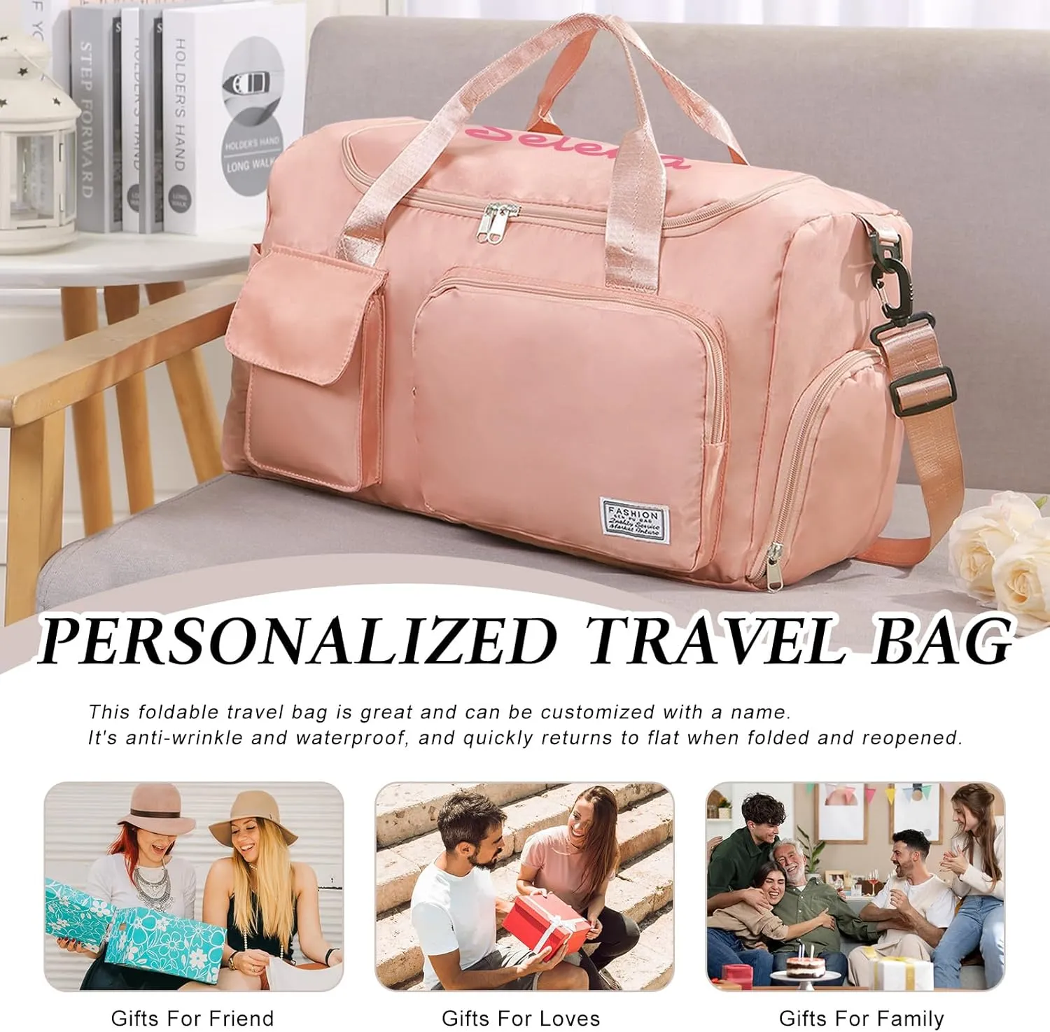 Personalized Large Capacity Travel Duffel Bag - Custom Name Sport Gym Bag with Wet Dry Pockets Weekend Travel Bag Gifts for Women Men Husband Dad Son Wife for Anniversary Christmas (style 3)