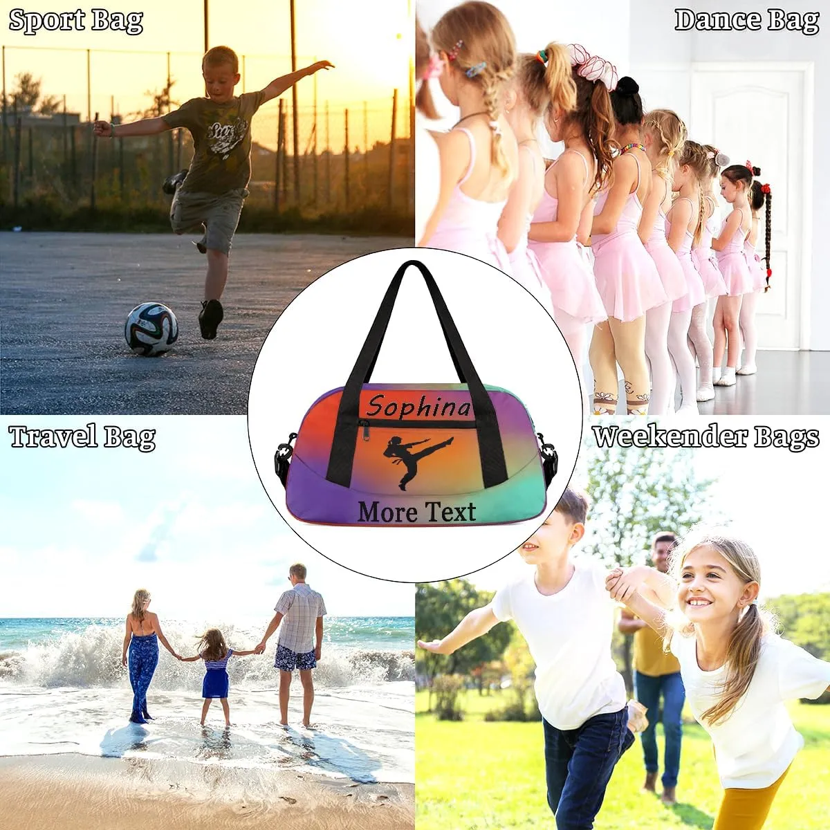 Personalized Martial Arts Bag with Name Custom Sport Duffle Bag for Kids Girls and Boys Overnight Sleepover Bag Travel Bag Weekender Bags for Gym Gymnastics Gift Red Gradient Martial Arts