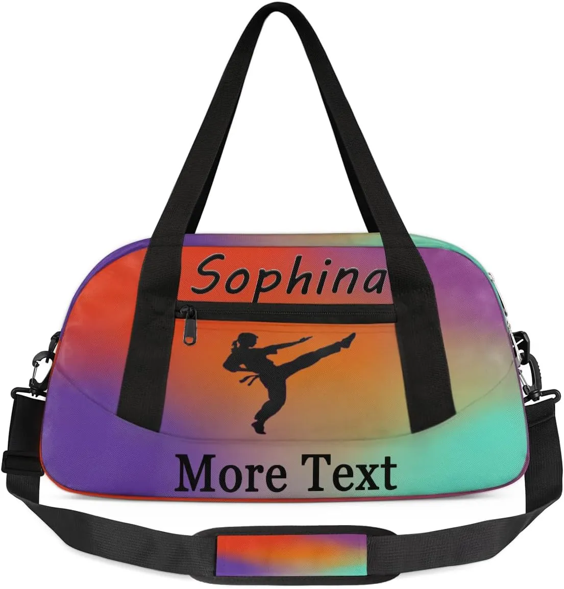 Personalized Martial Arts Bag with Name Custom Sport Duffle Bag for Kids Girls and Boys Overnight Sleepover Bag Travel Bag Weekender Bags for Gym Gymnastics Gift Red Gradient Martial Arts