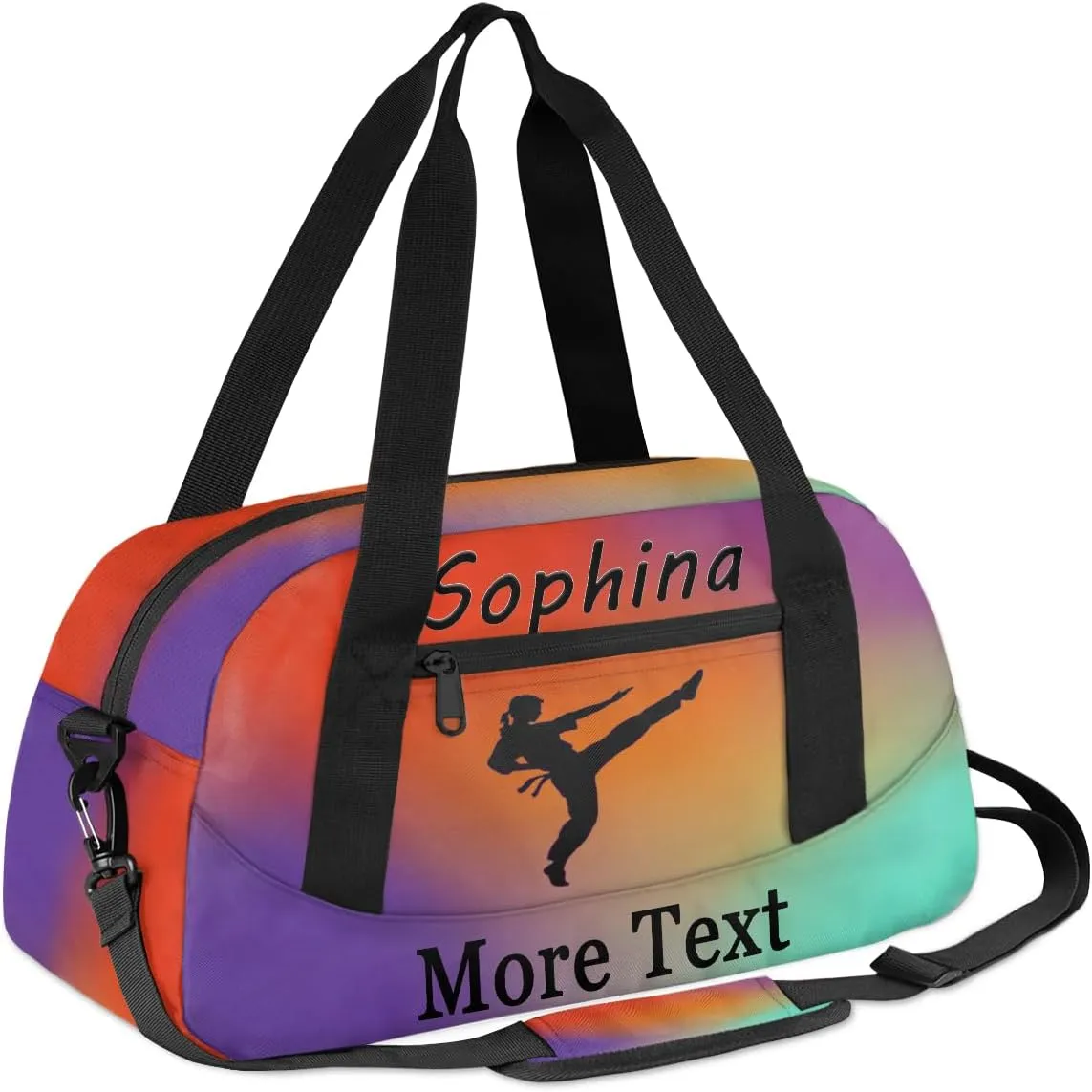 Personalized Martial Arts Bag with Name Custom Sport Duffle Bag for Kids Girls and Boys Overnight Sleepover Bag Travel Bag Weekender Bags for Gym Gymnastics Gift Red Gradient Martial Arts