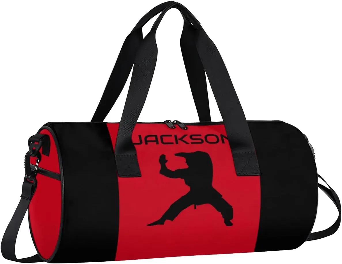 Personalized-Martial-Arts-Gear-Bag for Karate Teakwondo, Custom Jiujitsu Bag for Boys, Karate Teakwondo Bag for Gear Waterproof Lightweight Large Red Defend