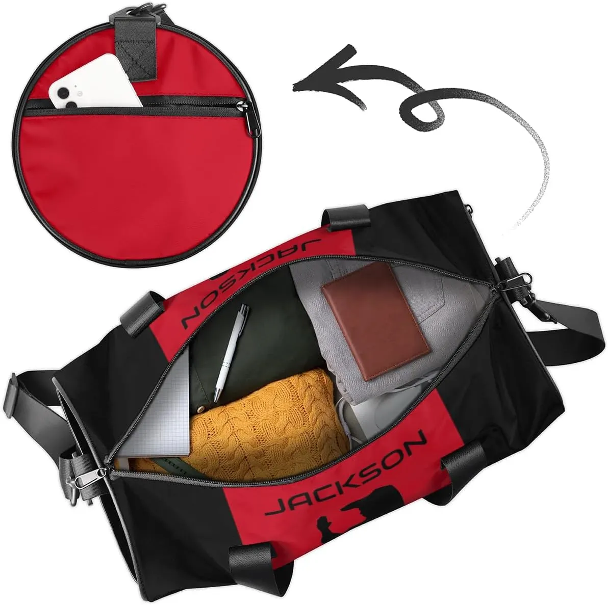 Personalized-Martial-Arts-Gear-Bag for Karate Teakwondo, Custom Jiujitsu Bag for Boys, Karate Teakwondo Bag for Gear Waterproof Lightweight Large Red Defend