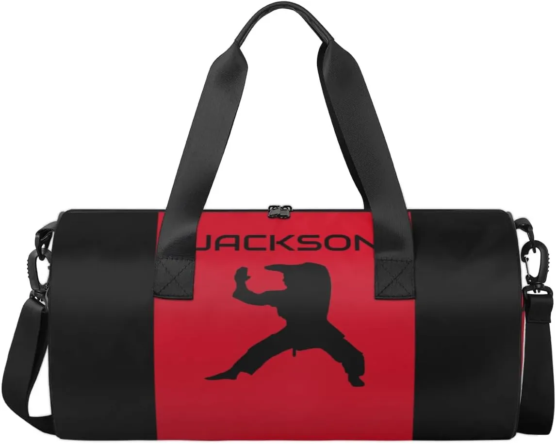 Personalized-Martial-Arts-Gear-Bag for Karate Teakwondo, Custom Jiujitsu Bag for Boys, Karate Teakwondo Bag for Gear Waterproof Lightweight Large Red Defend