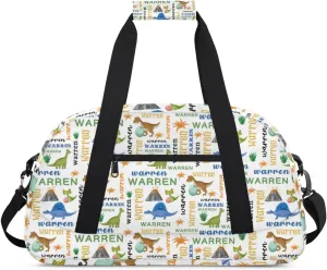 Personalized Name Duffle-Bag for Boys,Custom Animal Sports Gym Bag,Carry-on Lightweight for Travel Outdoor,Track-and-Field Dinosaur Green Blue