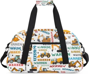 Personalized Name Duffle-Bag for Boys,Custom Playmobile Sport Gym Bag,Carry-on Lightweight for Travel Outdoor,Track-and-Field Excavator