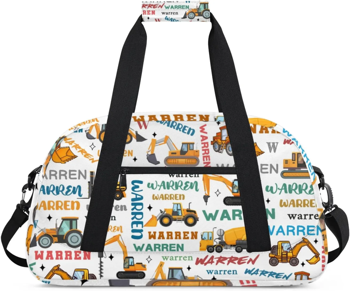 Personalized Name Duffle-Bag for Boys,Custom Playmobile Sport Gym Bag,Carry-on Lightweight for Travel Outdoor,Track-and-Field Excavator