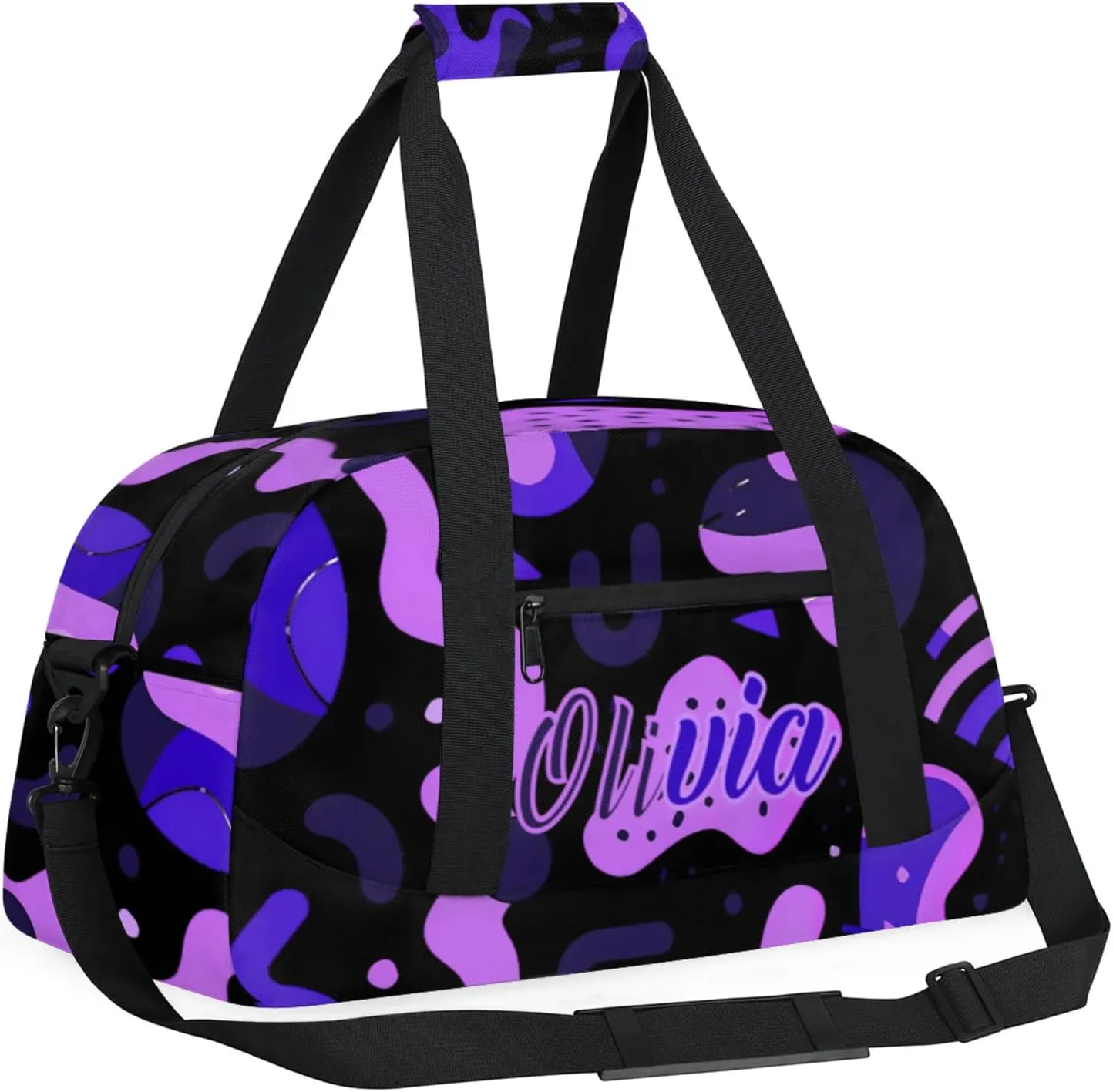 Personalized Name Duffle-Bag for Girls Boys,Custom Sports Gym Bag,Originality Carry-on Lightweight for Travel Outdoor Irregular Flow Purple