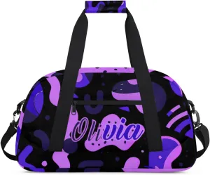 Personalized Name Duffle-Bag for Girls Boys,Custom Sports Gym Bag,Originality Carry-on Lightweight for Travel Outdoor Irregular Flow Purple
