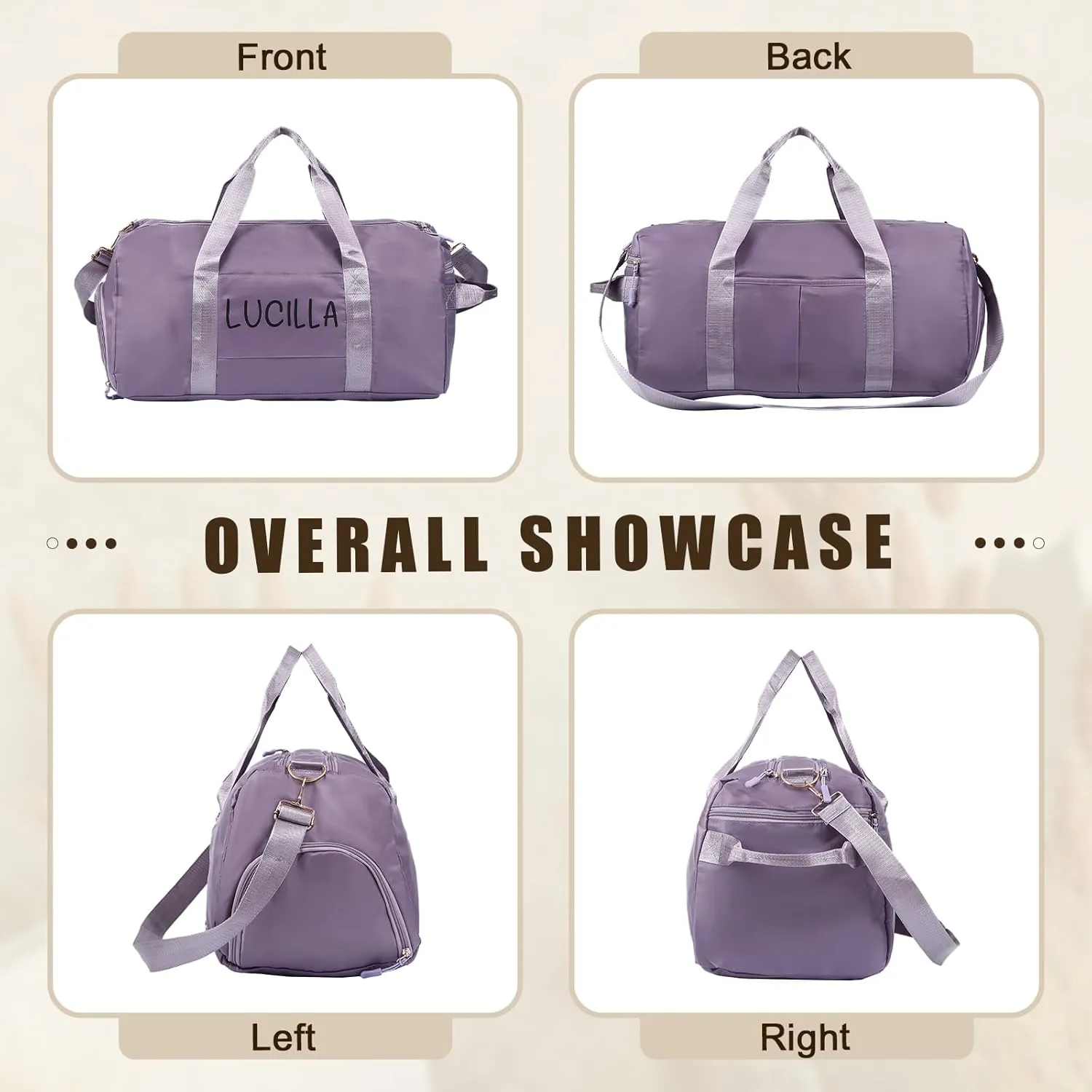 Personalized Name Travel Duffle Bag, Waterproof Weekender Bag Carry On Tote Bags for Women, Travel Essentials Sport Gym Bag for Men