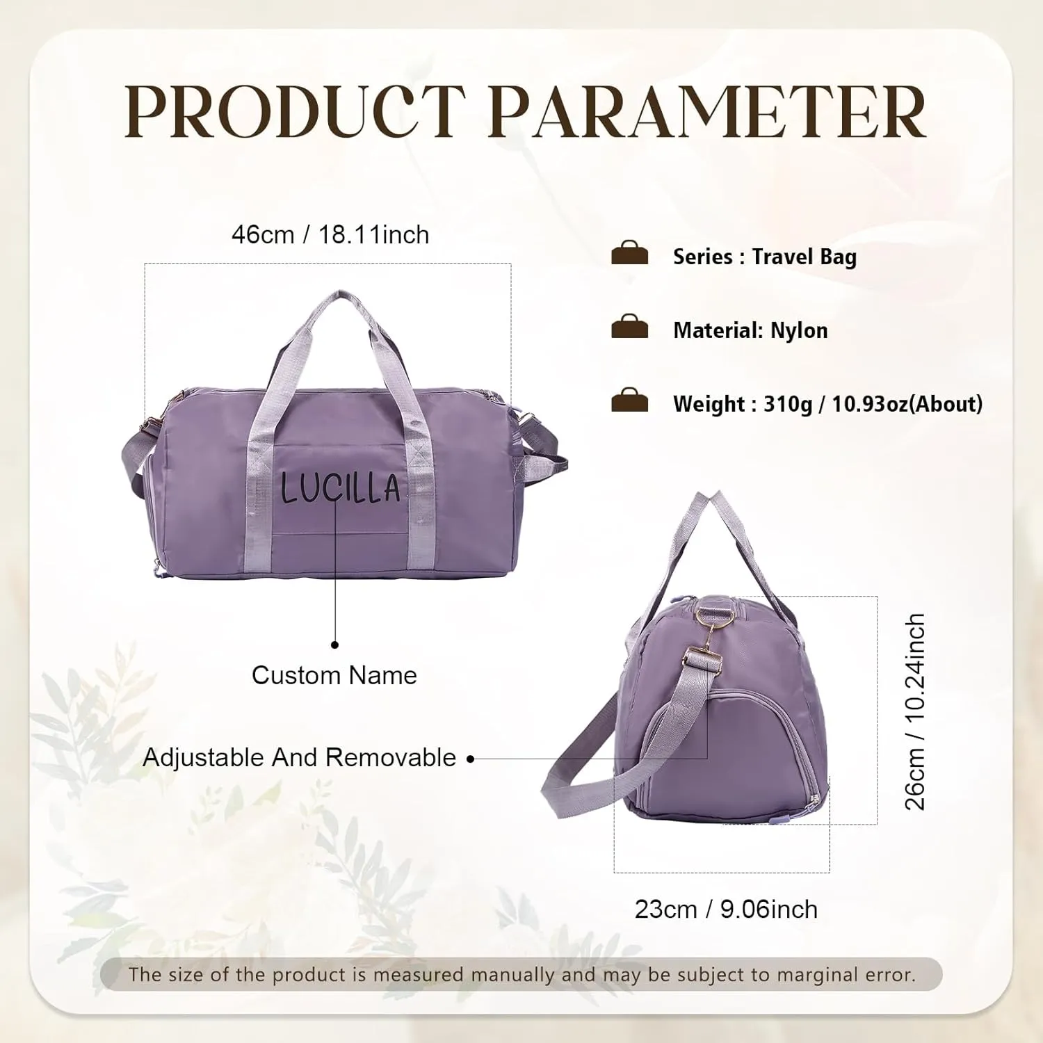Personalized Name Travel Duffle Bag, Waterproof Weekender Bag Carry On Tote Bags for Women, Travel Essentials Sport Gym Bag for Men