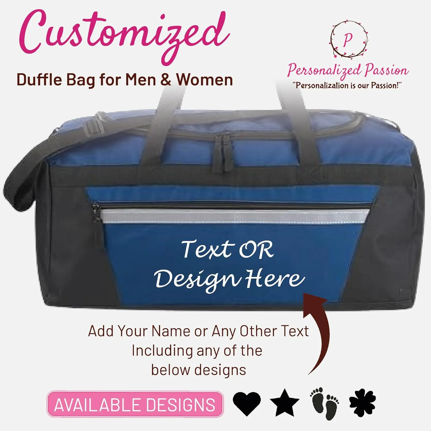 Personalized Passion Duffel Bag for Men and Women - Perfect Sized Water Resistant Travel Duffle - Custom Name Overnight Weekender Bag for Storage - Army Green