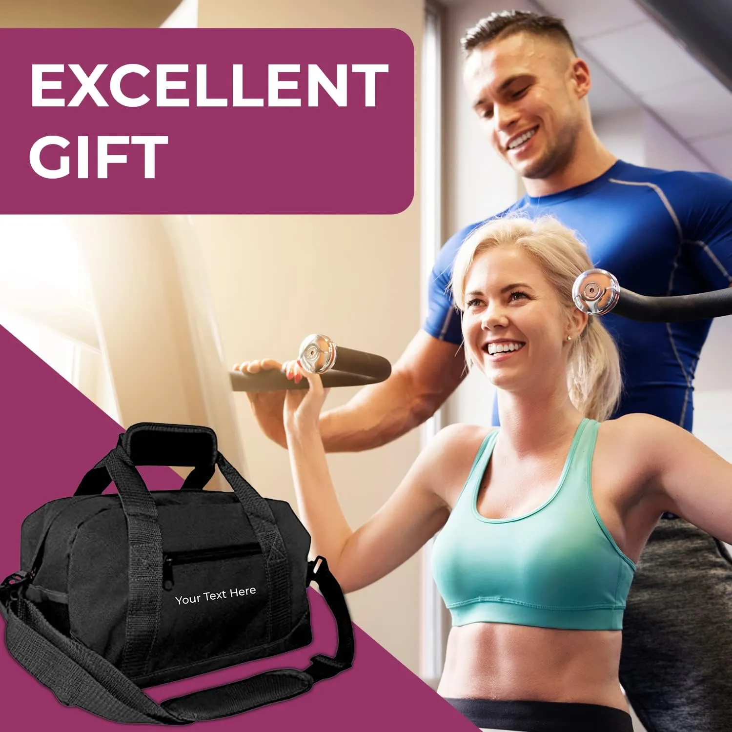 Personalized Passion Small Duffle Bag for Boys and Girls - Perfect Sized 14” Two Toned Travel Duffle - Personalized Name Sports Gym Bag for Storage - Black