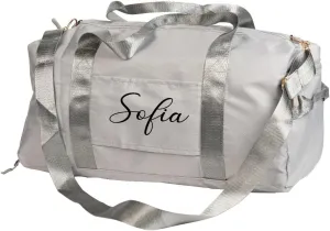Personalized Polyester Duffle Bag – Custom Name Printing, 18.5" Travel Gym Bag with Zipper Compartments – Vinyl & DTF Print, Multiple Colors – Durable & Stylish – Custom Duffle Bag (Gray)