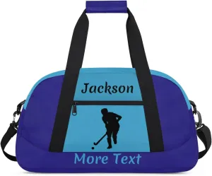 Personalized Sport Duffle Bag for Boys, Custom Kids Gym Bag with Name, Fit School Practice, or Overnight Weekender Travel Dark Blue Hockey