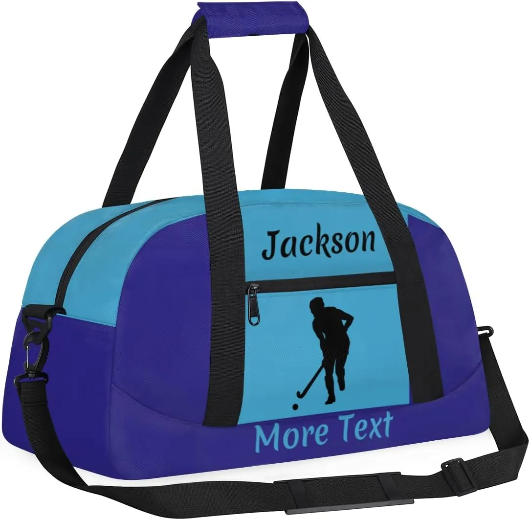 Personalized Sport Duffle Bag for Boys, Custom Kids Gym Bag with Name, Fit School Practice, or Overnight Weekender Travel Dark Blue Hockey
