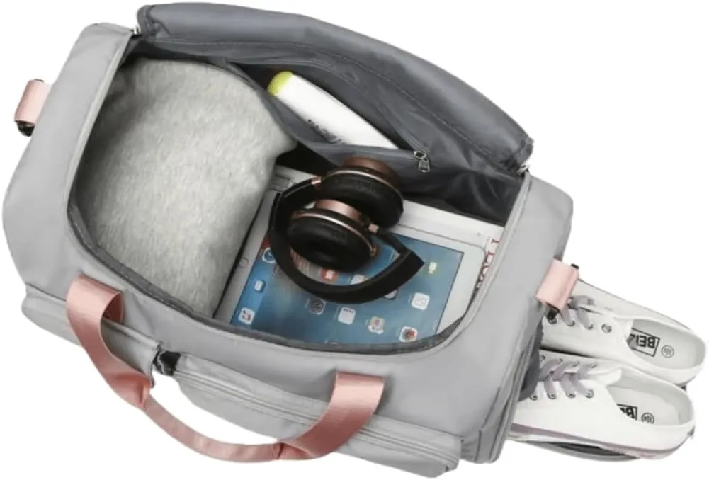 Personalized Sports Bag - Custom Gym Bag, Cheer Bag, Weekender Bag, Duffle Bags Personalized for Men, Women - Personalized Duffel Bag with Name (Grey with your text and logo)