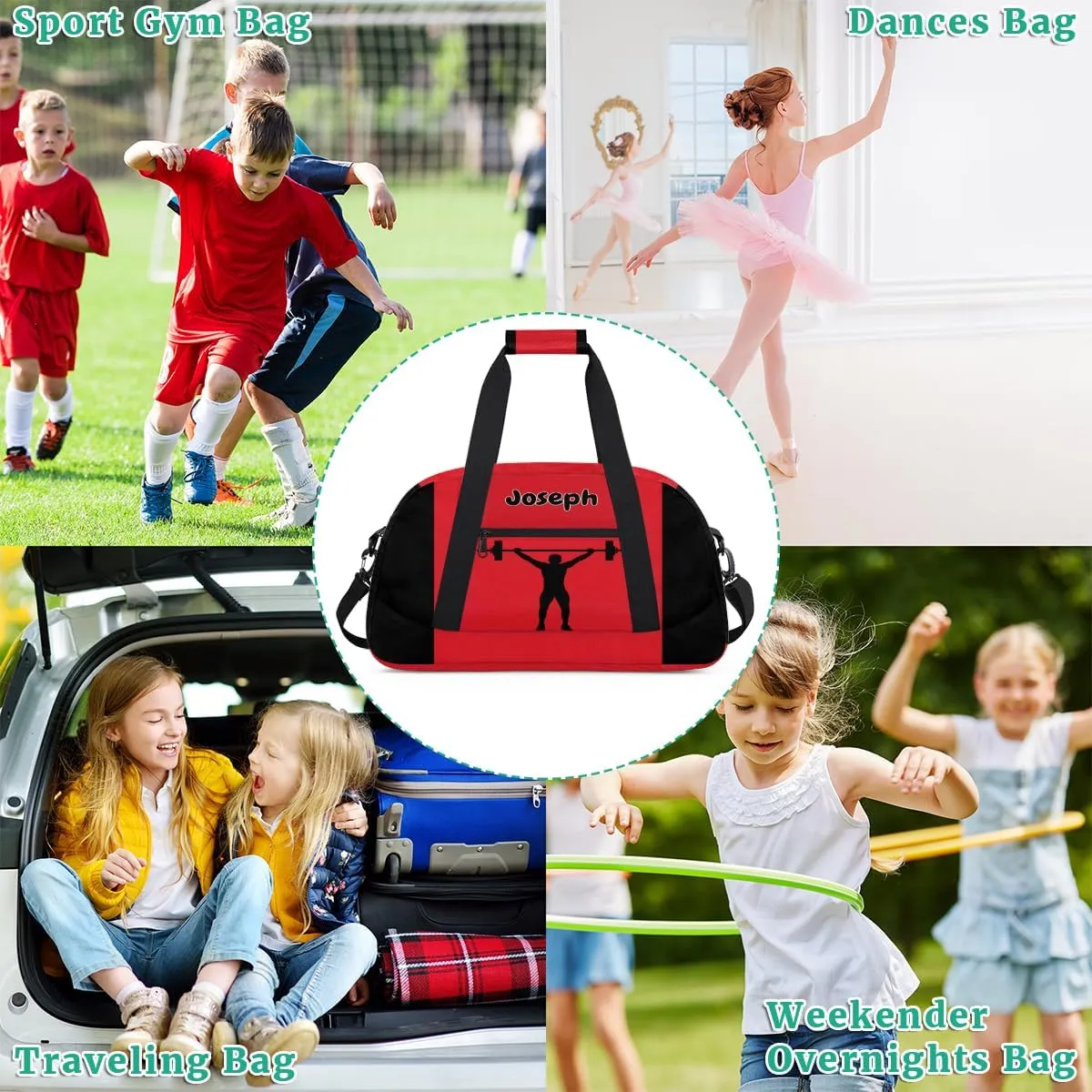 Personalized Sports Duffel Bag with Name, Men Sport Duffel Gym Training Bag Weekender Bags Athlete Bag Travel Workout Duffel Bag, Weightlifting Silhouette