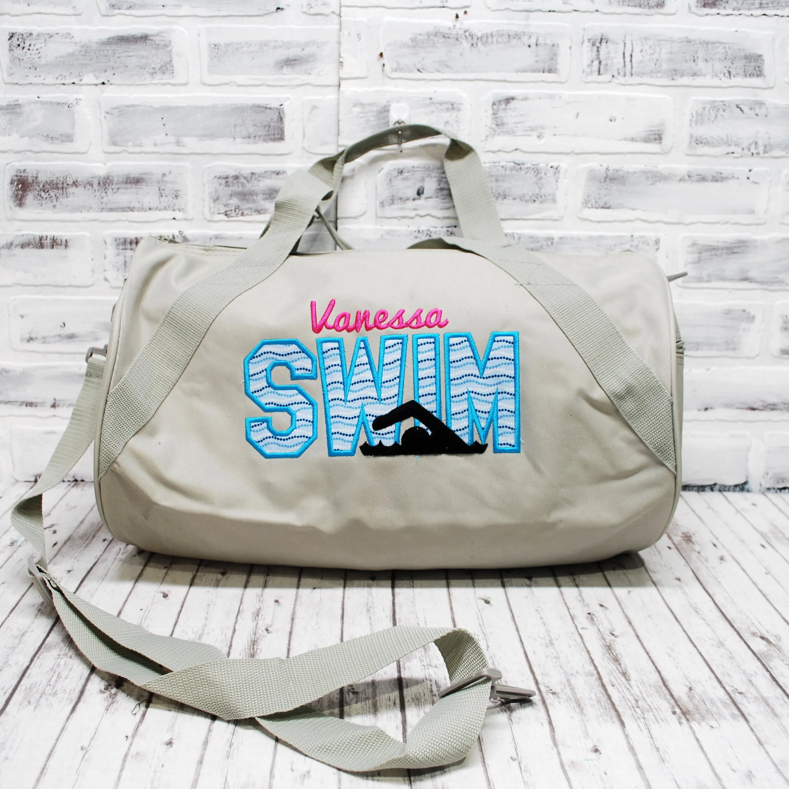 Personalized Swim Blue and Pink Travel Bag