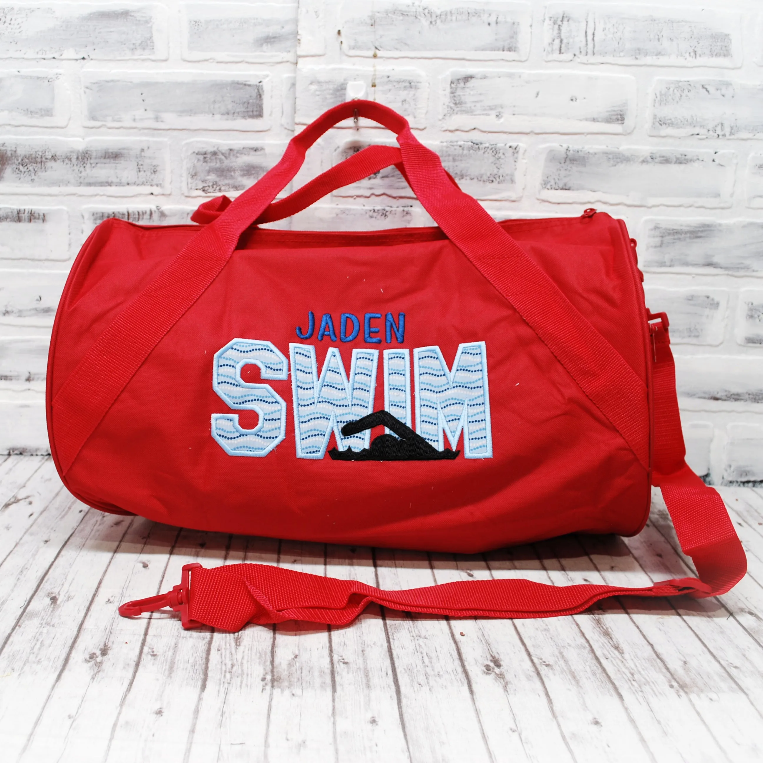 Personalized Swim Blue Wave Travel Bag