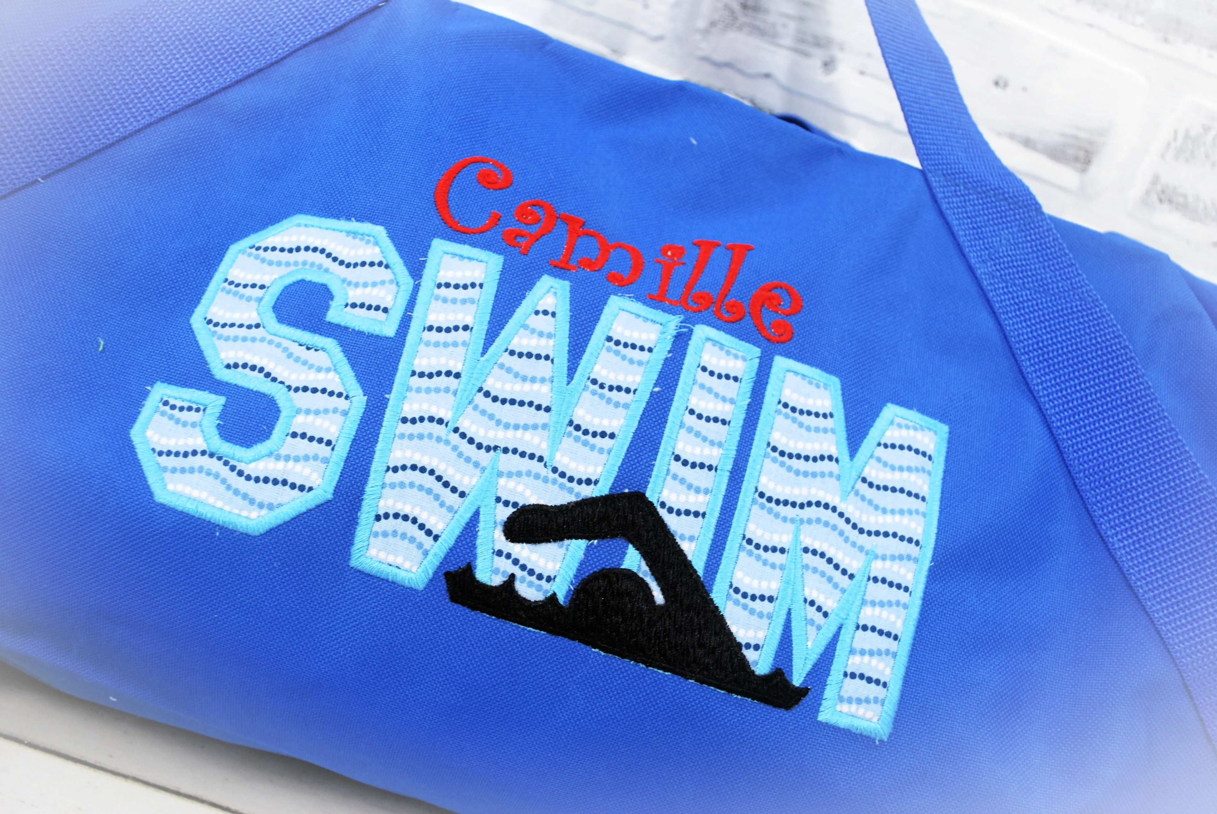 Personalized Swim Blue Wave Travel Bag