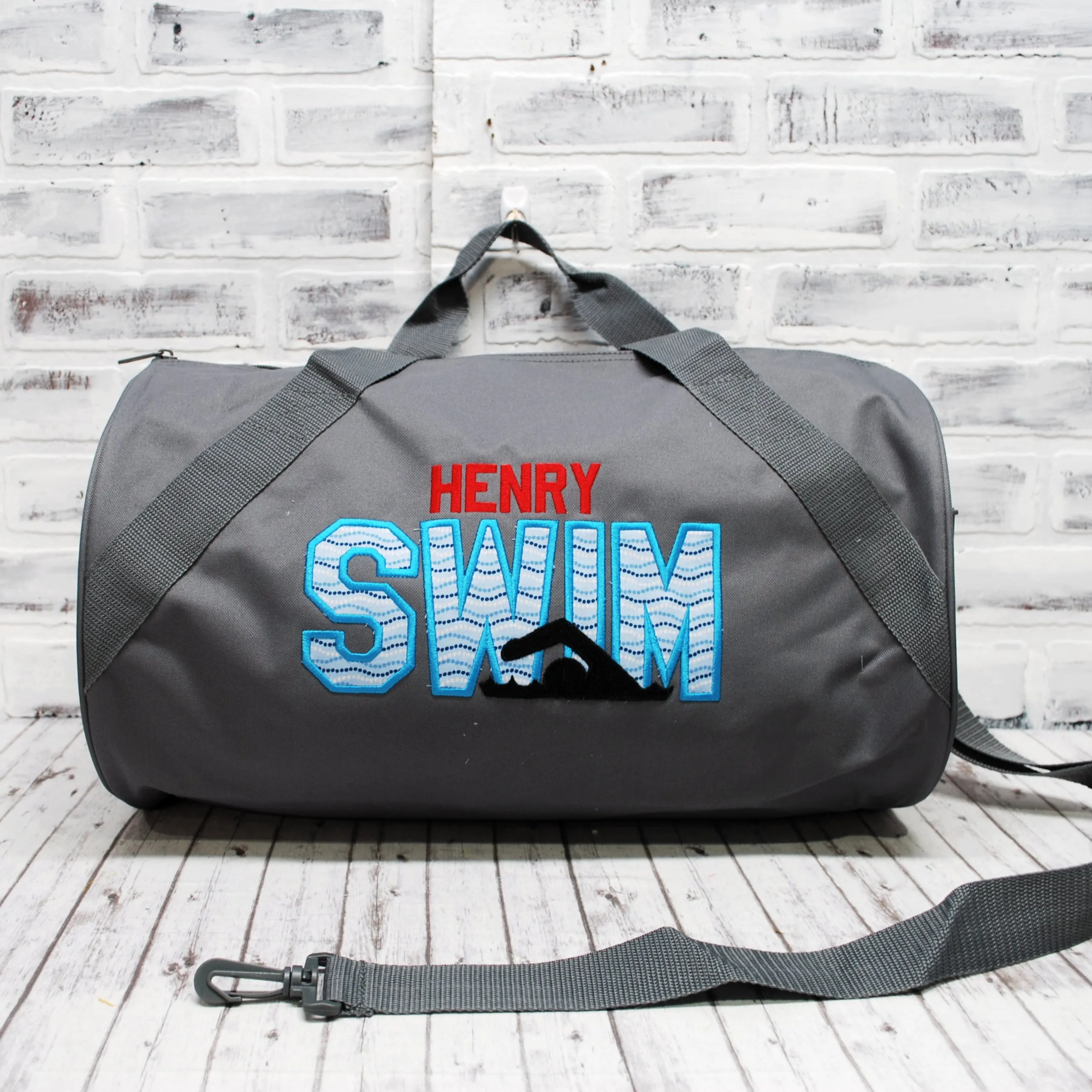 Personalized Swim Blue Wave Travel Bag