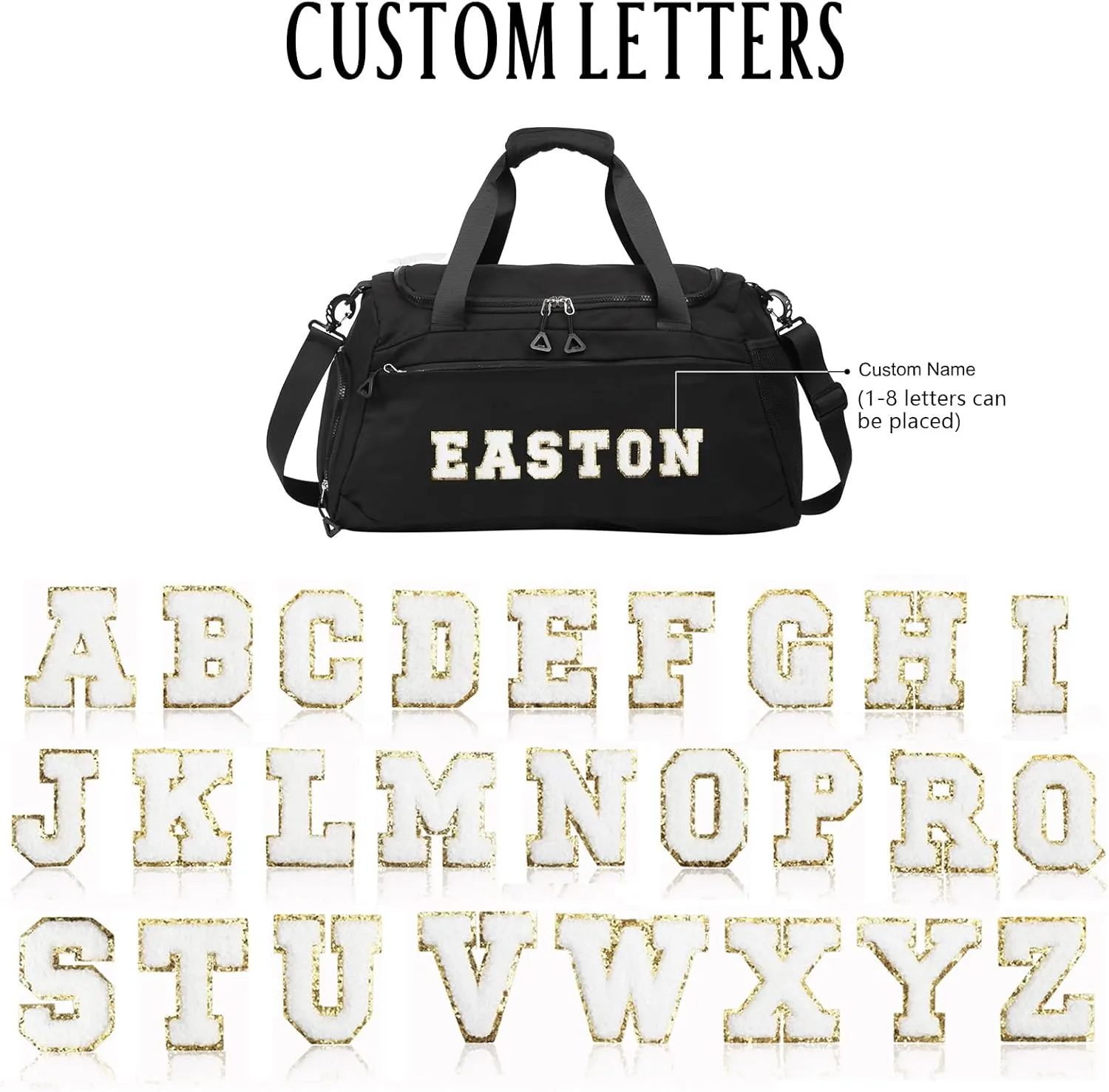 Personalized Travel Bag for Women Custom Duffle Bag with Name Customized Overnight Bag with Initials Sports Gym Bags Bridesmaid Gifts for Women Men (Black-1)