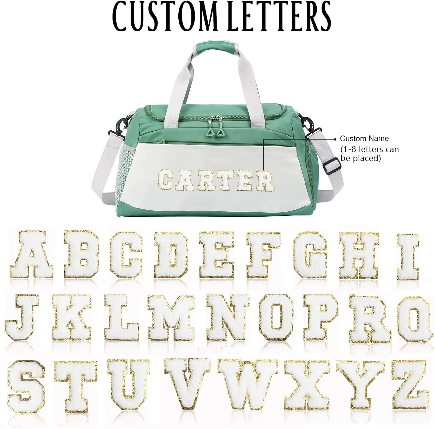 Personalized Travel Bag for Women Custom Duffle Bag with Name Customized Overnight Bag with Initials Sports Gym Bags Bridesmaid Gifts for Women Men (Green-1)