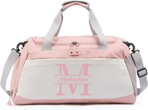 Personalized Travel Bag for Women Custom Duffle Bag with Name Customized Overnight Bag with Initials Sports Gym Bags Bridesmaid Gifts for Women Men (Pink)