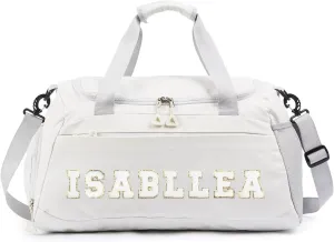 Personalized Travel Bag for Women Custom Duffle Bag with Name Customized Overnight Bag with Initials Sports Gym Bags Bridesmaid Gifts for Women Men (White-1)