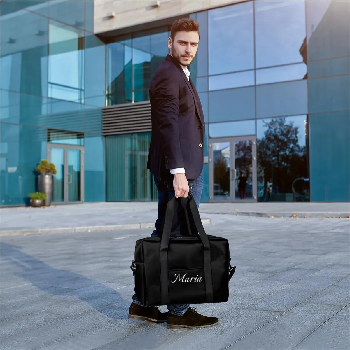Personalized Travel Duffel Bag with Name - Custom Letter Oxford Cloth Gym Bag ，Sport Bag Weekender Overnight Bag for Traveling for Women Men Gift for Festival Style 1