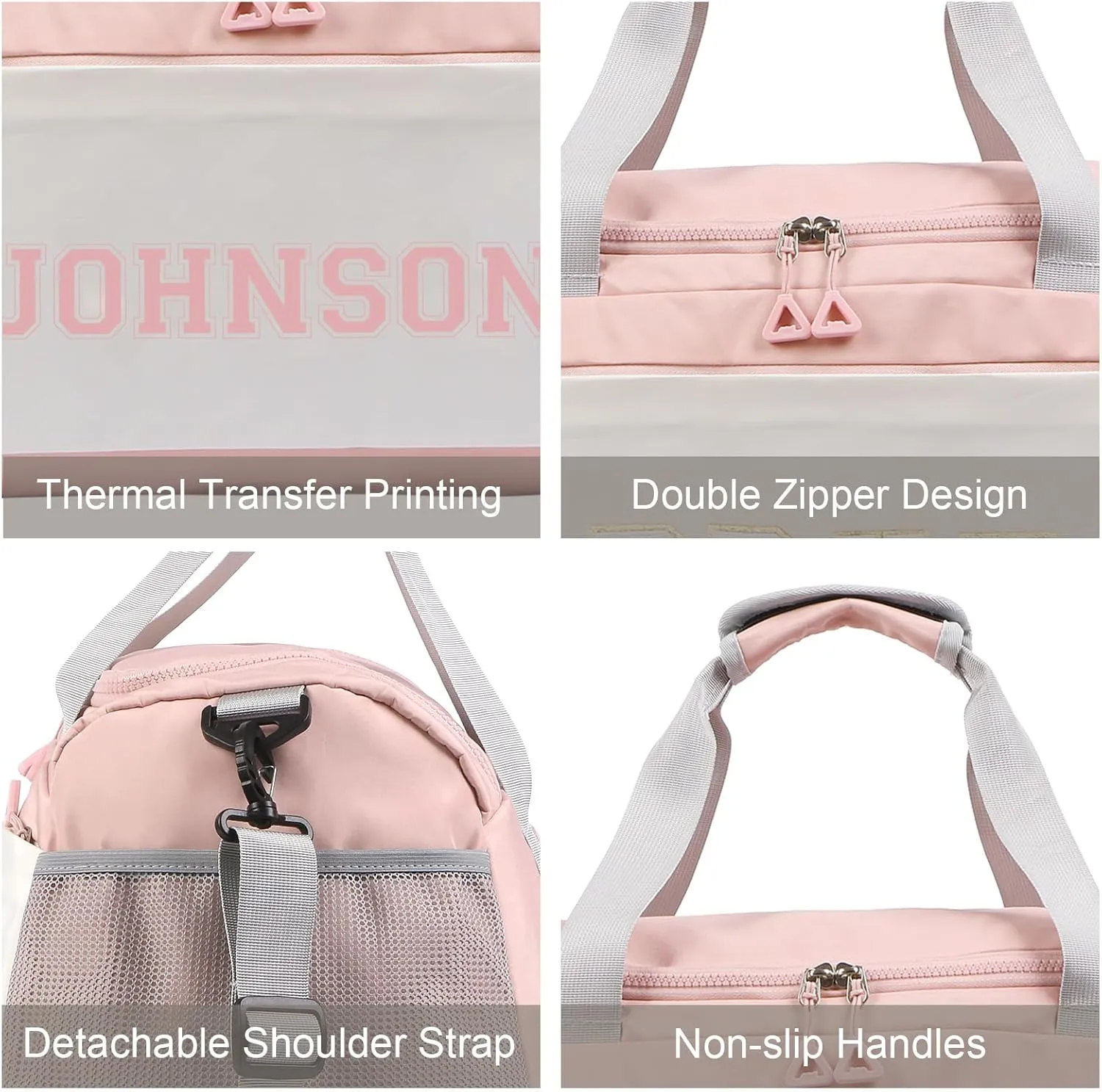 Personalized Travel Duffel Bag with Name - Oxford Cloth Gym Bag with Shoes and Wet Pockets Sport Bag Weekender Overnight Bag for Traveling for Women Men Compartment Gift for Christmas Groomsman Brides