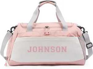 Personalized Travel Duffel Bag with Name - Oxford Cloth Gym Bag with Shoes and Wet Pockets Sport Bag Weekender Overnight Bag for Traveling for Women Men Compartment Gift for Christmas Groomsman Brides