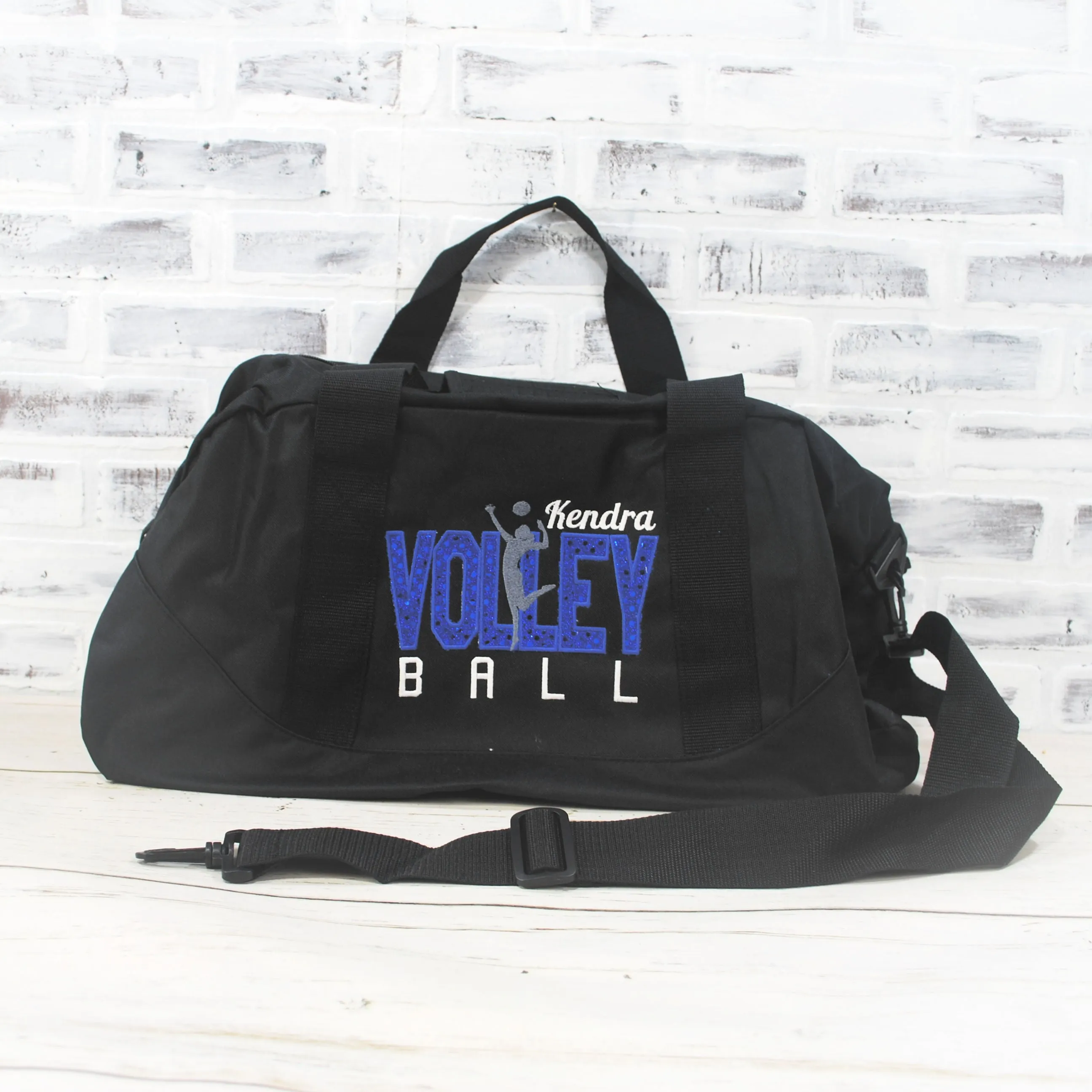 Personalized Volleyball Royal with Gray Travel Bag