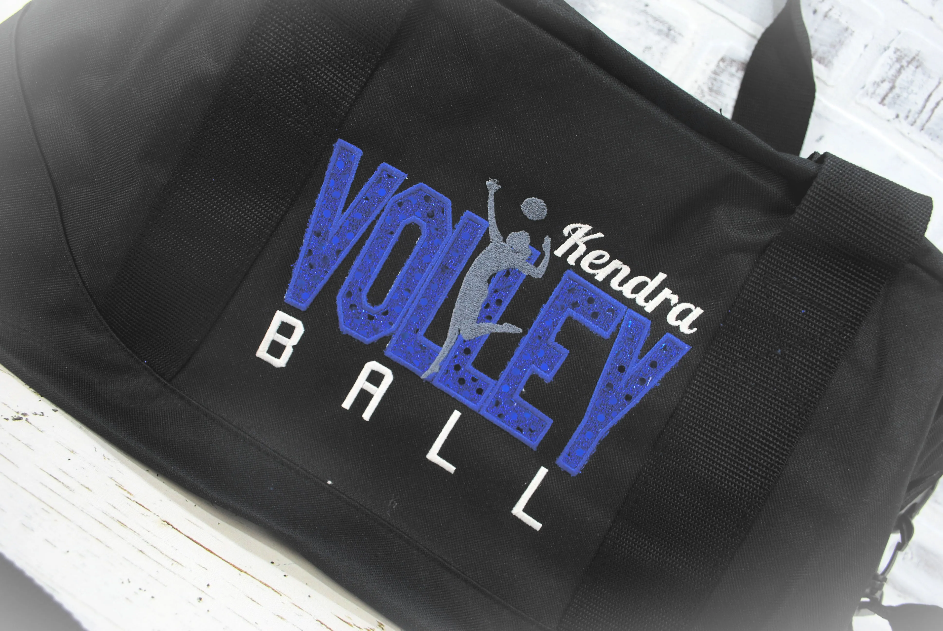 Personalized Volleyball Royal with Gray Travel Bag