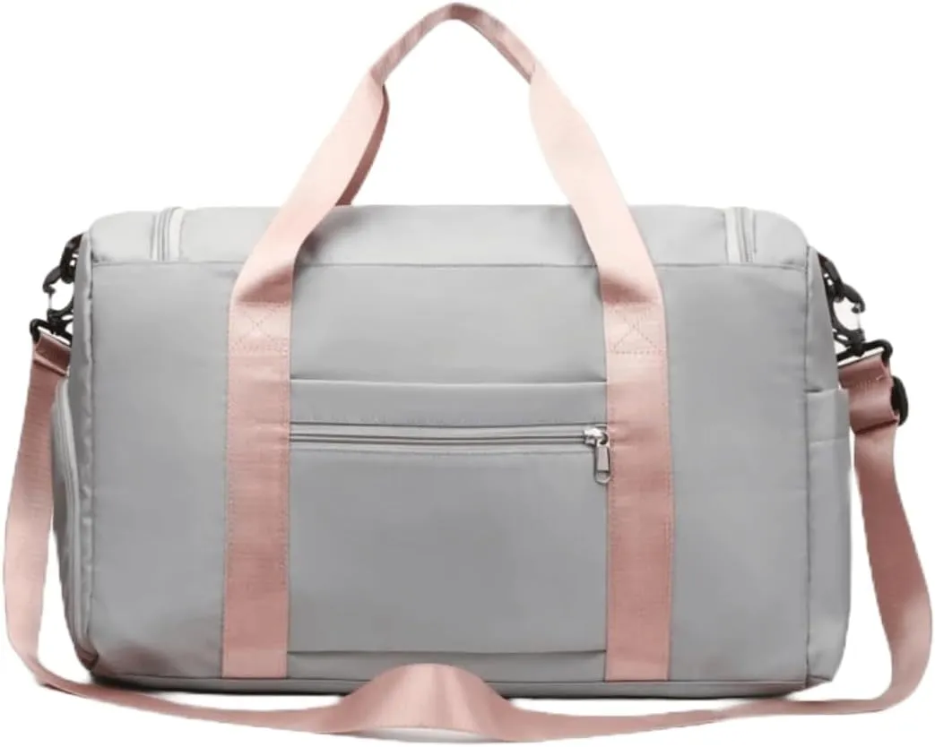 Personalized Weekender Bag for Men and Women - Custom Duffle Bag for Travel and Gym (Grey Custom with Text or Logo)